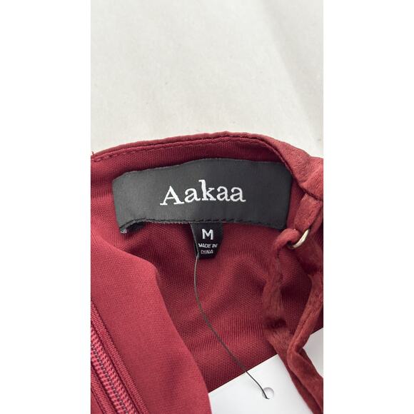 Aakaa Token Of Gratitude Satin Tie Midi Dress Womens Size Medium New Wine - Picture 11 of 14